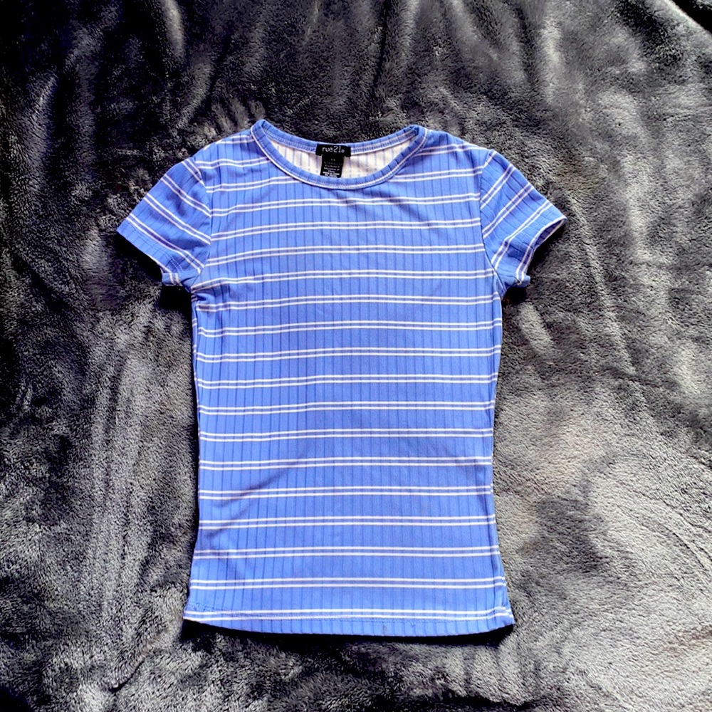 Rue 21 blue and white crop top XS